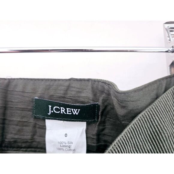 J.Crew Habotai Crinkle Tiered Silk Mini Skirt | Olive Green | Women’s 0 - Picture 3 of 4
